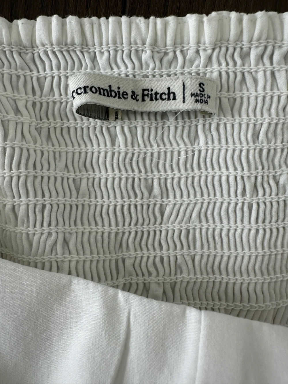 Abercrombie & Fitch White Puff-Sleeve Crop Top with Side Ties